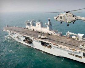 HMS Ocean on the Thames for the Olympics