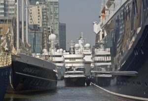 Some of the 19 Olympics-bound vessels piloted into London by the PLA