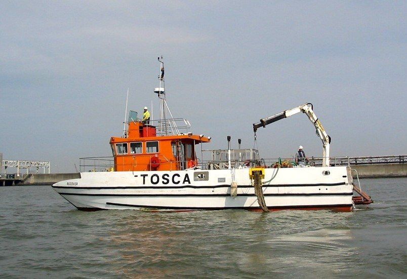 A catamaran on the water