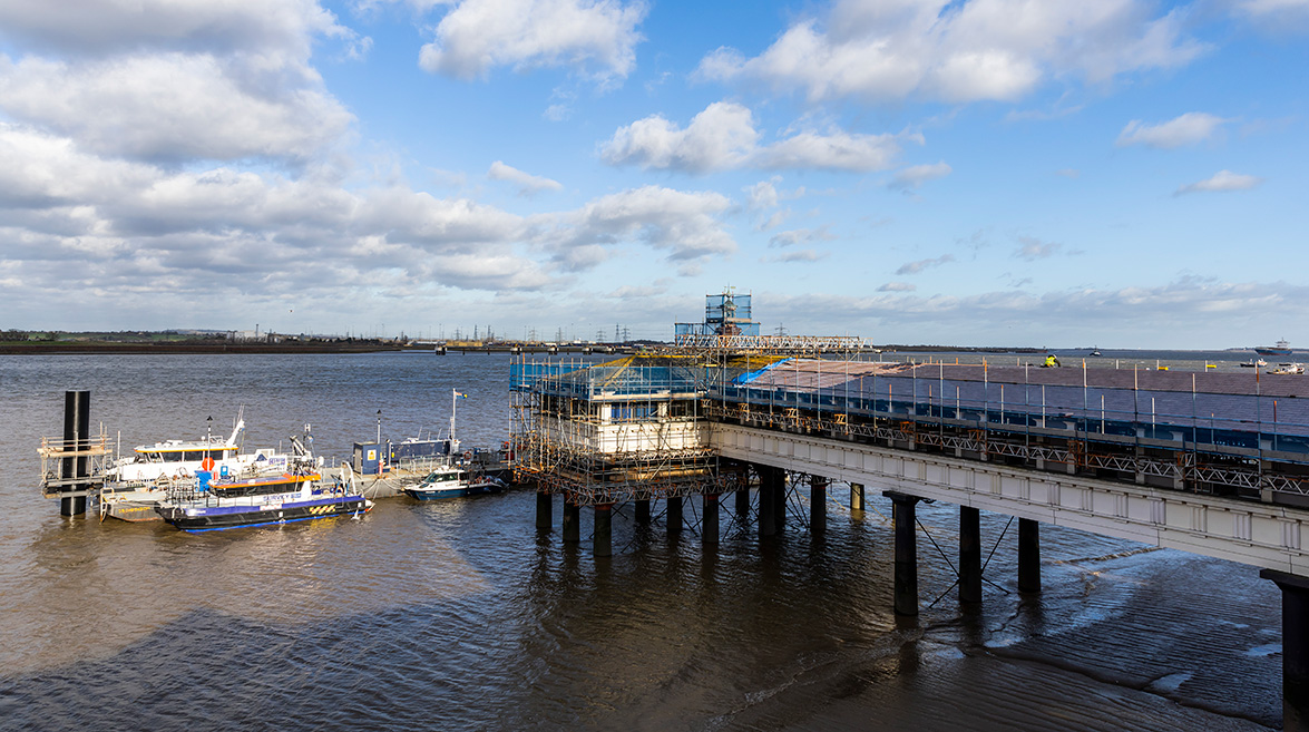 The Port of London Authority (PLA) is investing £800,000 in replacing the roof and refurbishing the interior of Royal Terrace Pier, Gravesend, a Grade II listed building that dates from the 1840s. Work began in September 2022 and the roof replacement is due to be completed in April 2023. 
